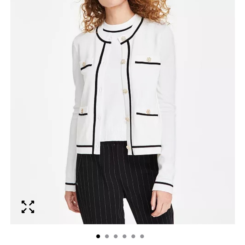 Karl Lagerfeld Paris Women's Four-Pocket Crewneck Cardigan - Soft White set XL